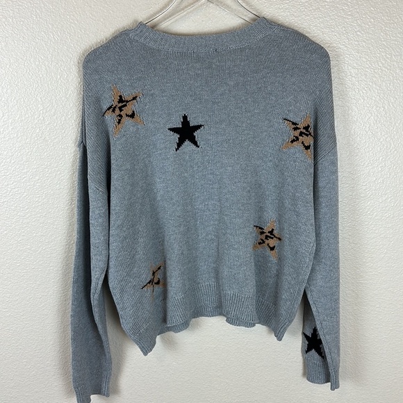 RAILS PERCI HEATHER GRAY ANIMAL STARS CASHMERE BLEND KNIT SWEATER - Picture 8 of 9
